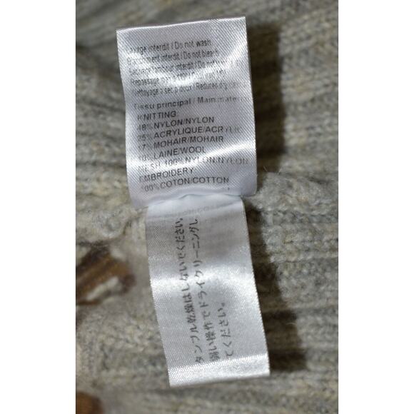 B2 Auth SEE BY CHLOE Light Grey Wool Sheer Back & Sleeves Floral Sweater Size L - Picture 5 of 5